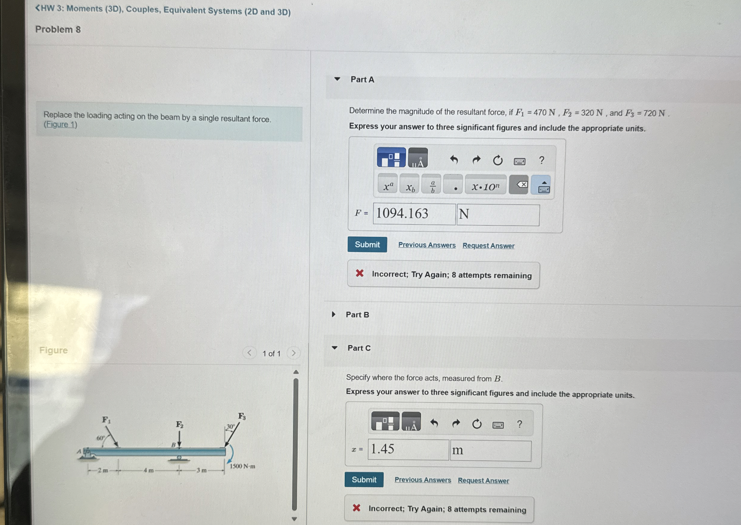F 3 = 7 2 0 N B x = F 1 = 4 7 0 N , F 2 = 3 2 0 N