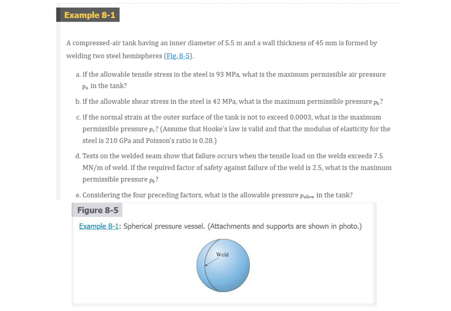Example 8 - 1 A compressed - air tank having an