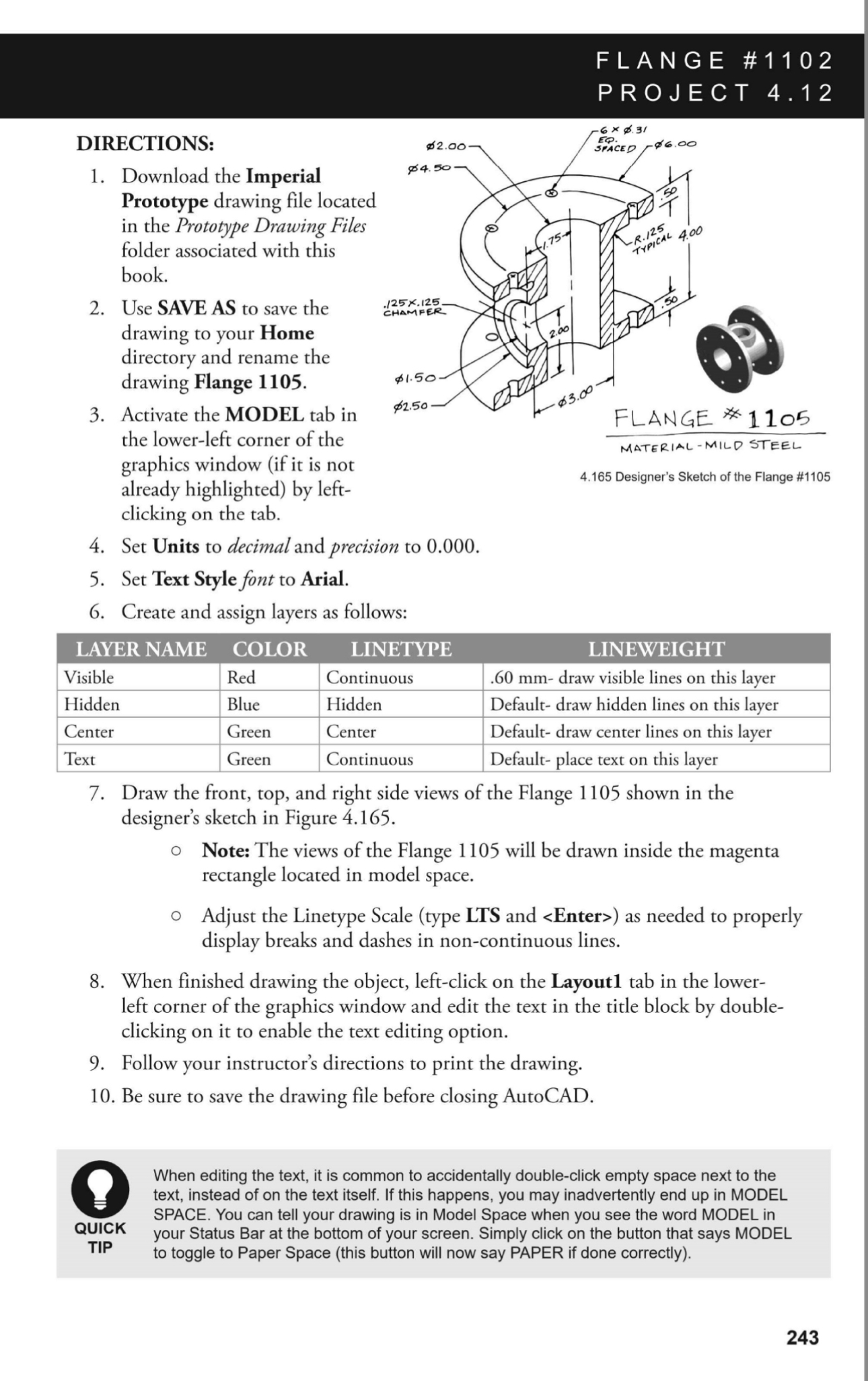 FLANGE # 1 1 0 2 PROJECT 4 . 1 2 DIRECTIONS: