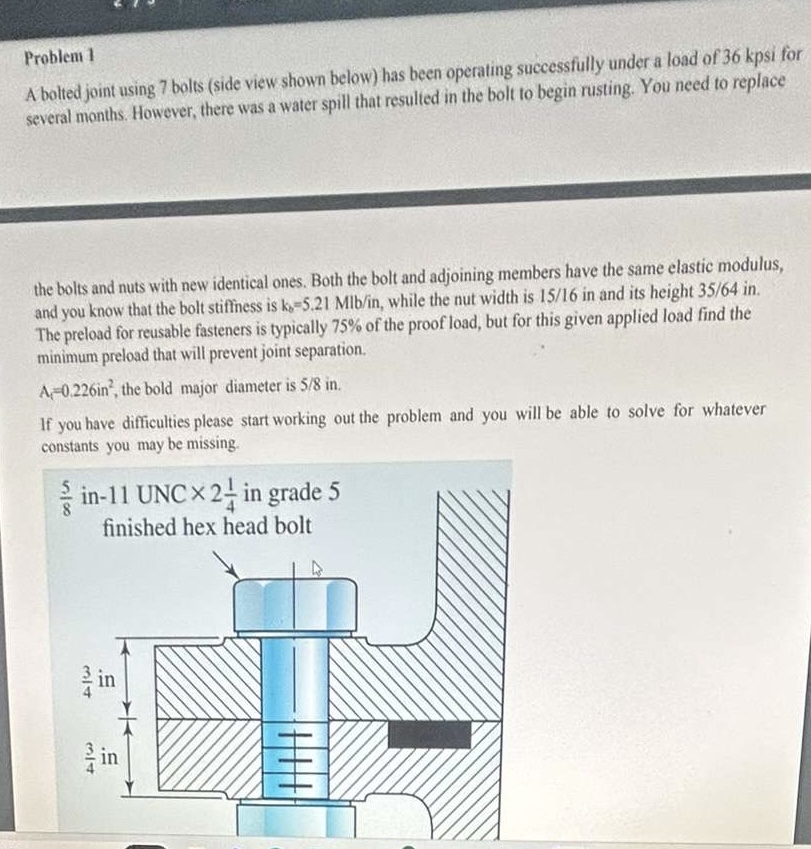 Problent 1 A bolted joint using 7 bolts ( side