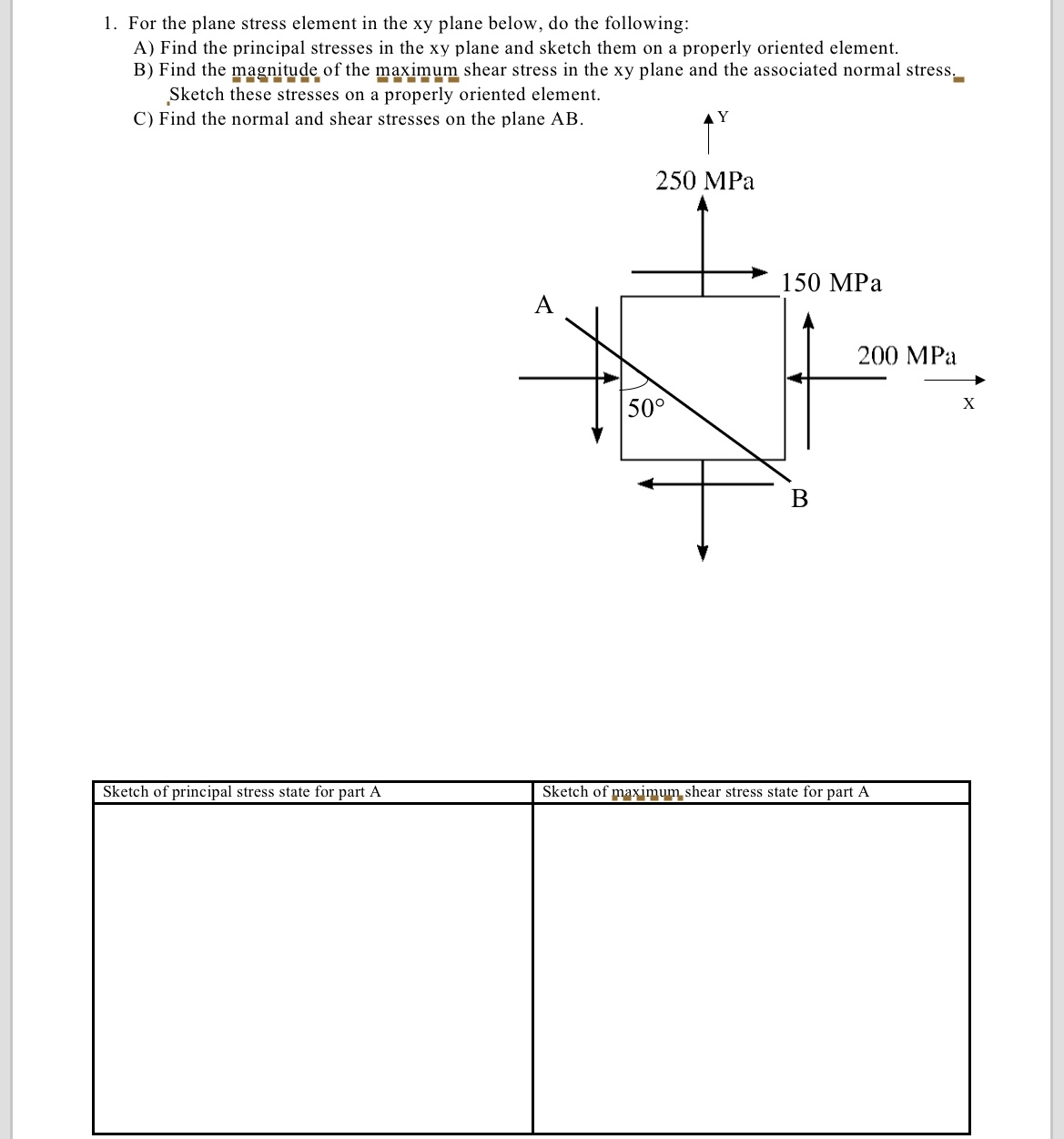 For the plane stress element in the xy plane