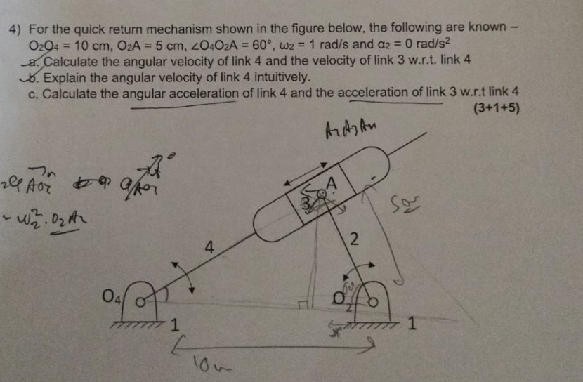 For the quick return mechanism shown in the