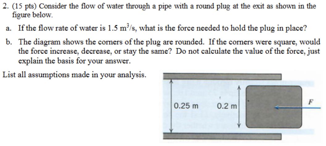 ( 1 5 pts ) Consider the flow of water through a