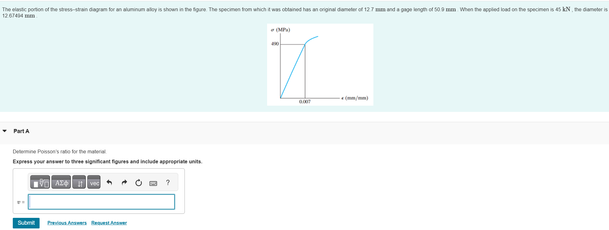 1 2 . 6 7 4 9 4 mm . Part A Determine Poisson's