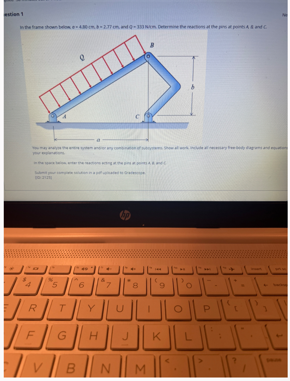 estion 1 Ne In the frame shown below, \ sigma = 4