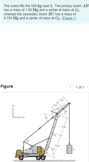 The crane lifts the 5 5 0 - k g load L . The
