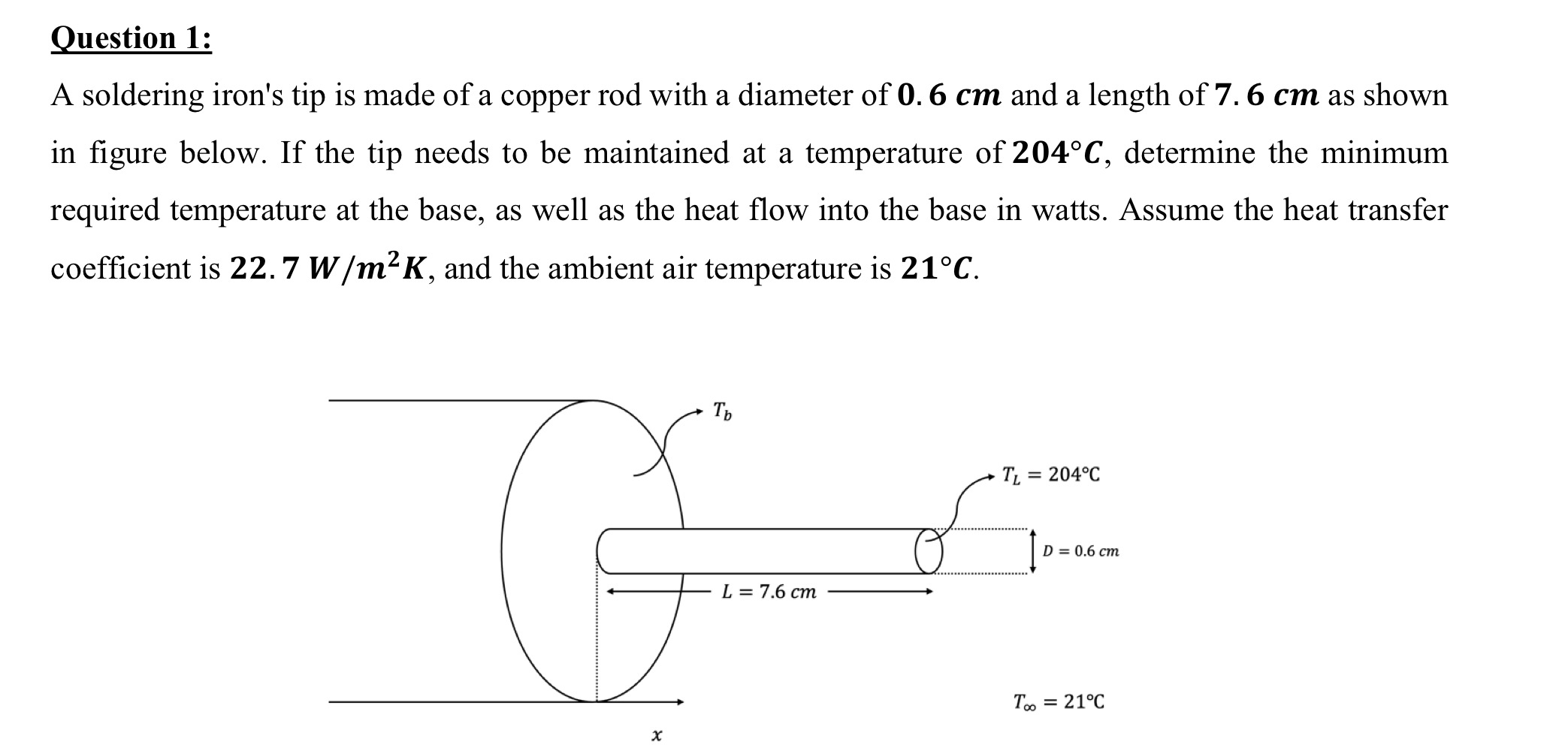 Question 1 : A soldering iron's tip is made of a