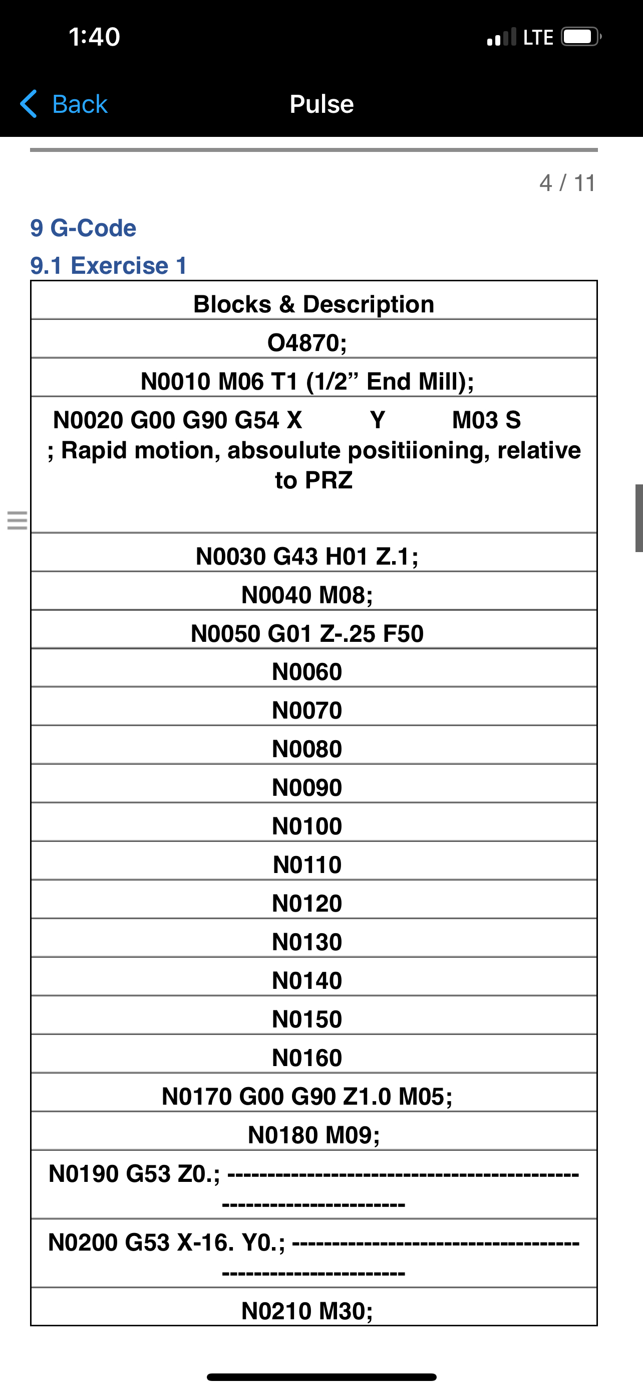 Need help creating a g - code for this assignment