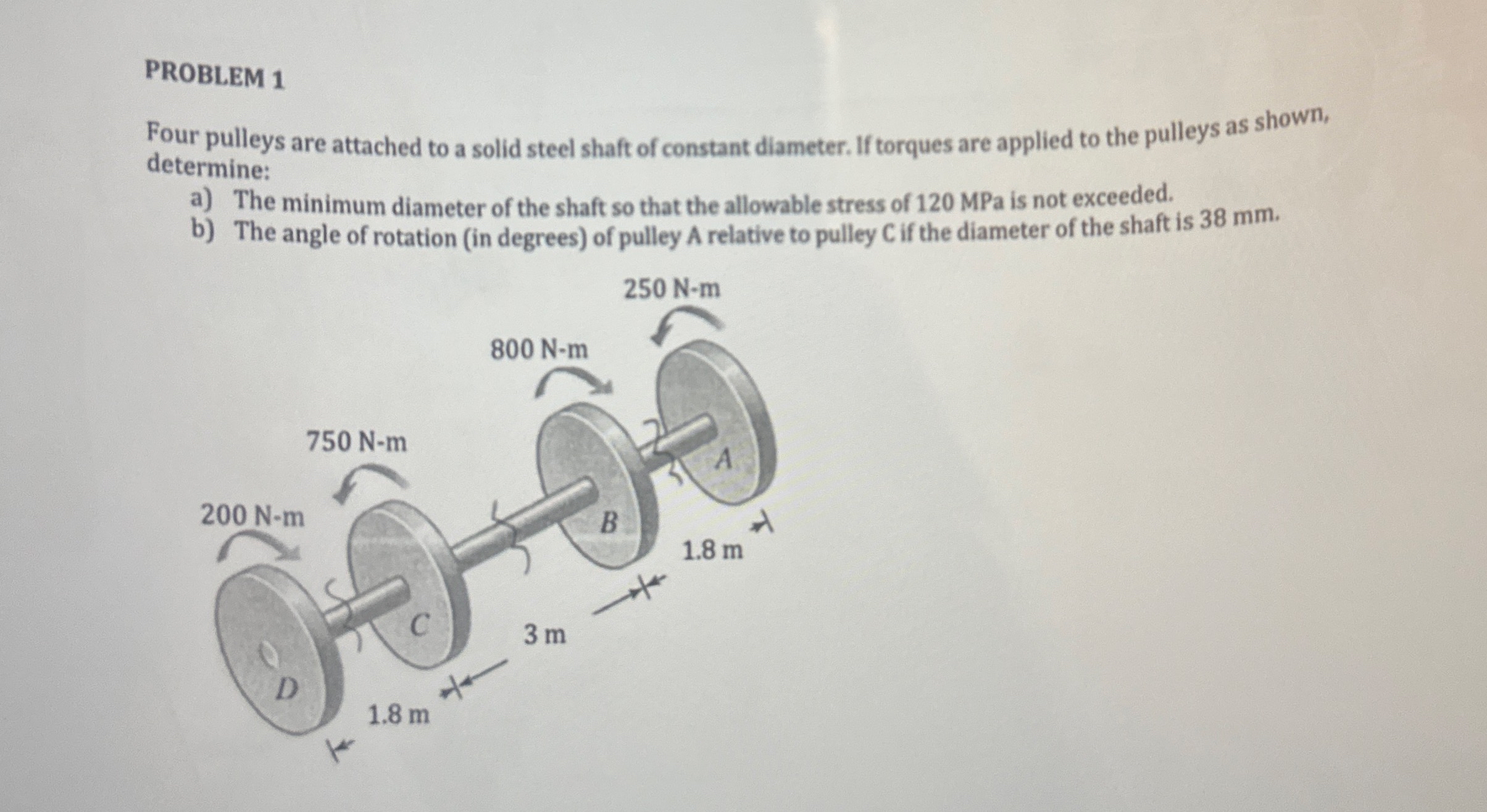 PROBLEM 1 Four pulleys are attached to a solid