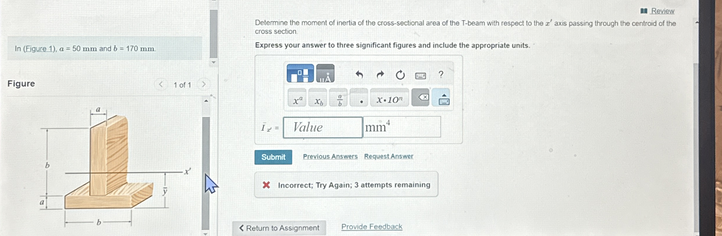 Review Determine the moment of inertia of the