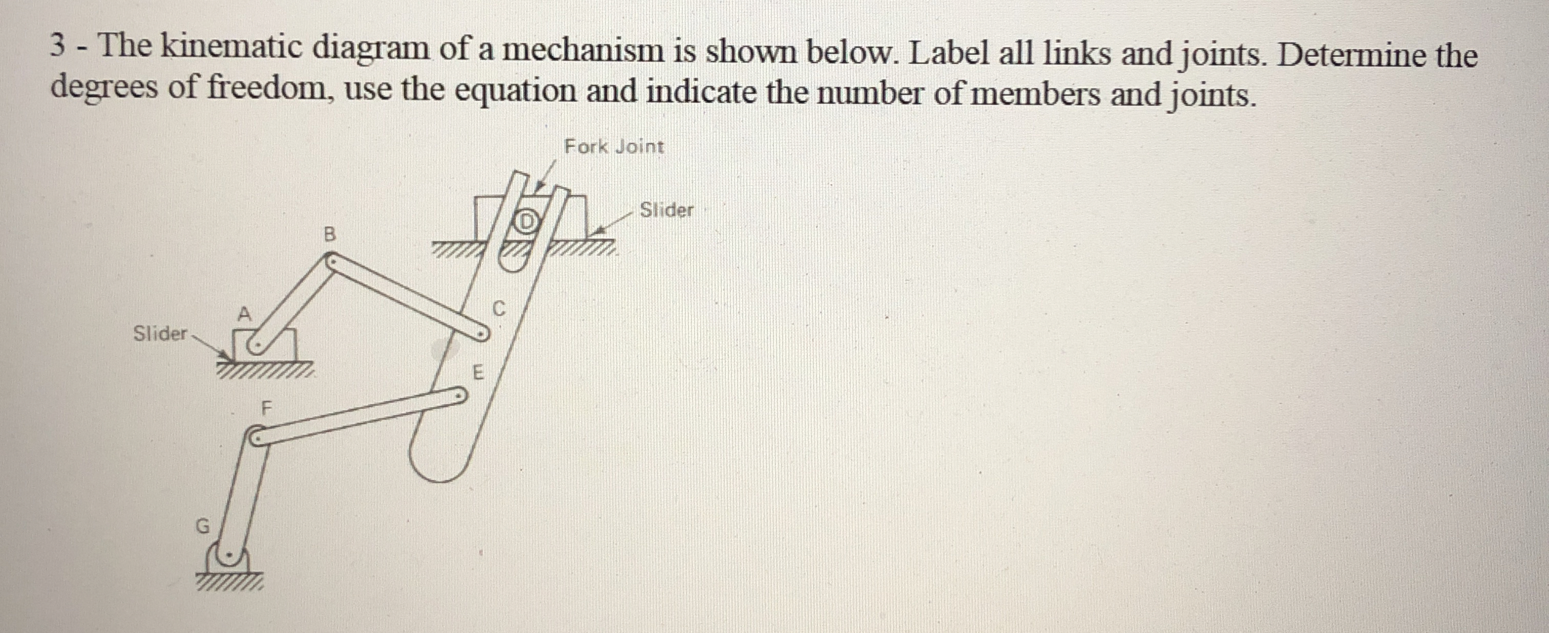 3 - The kinematic diagram of a mechanism is shown