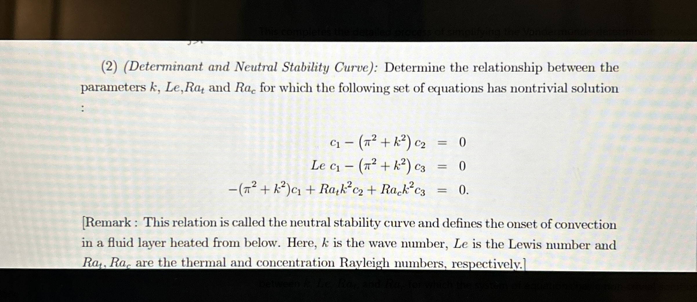 ( 2 ) ( Determinant and Neutral Stability Curve )