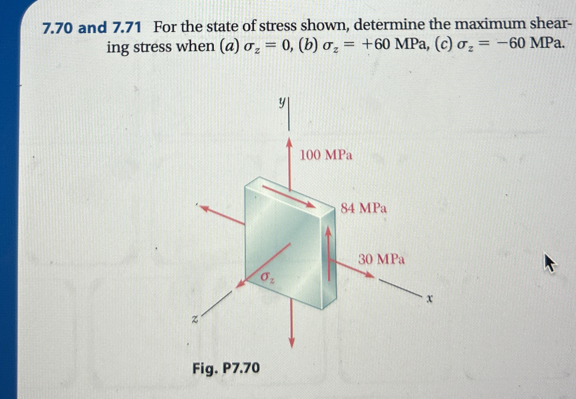 7 . 7 0 and 7 . 7 1 For the state of stress
