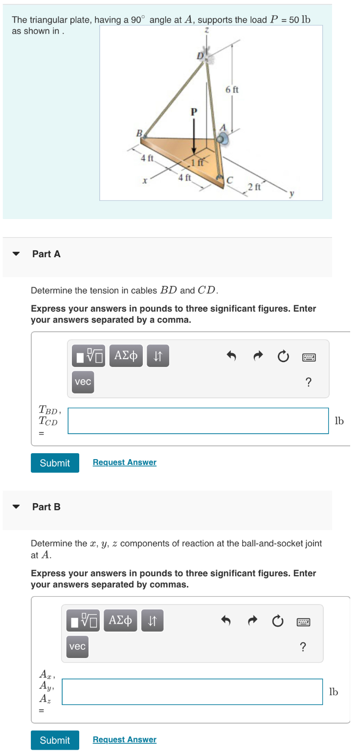 The triangular plate, having a 9 0 angle at A ,