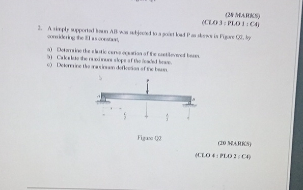 ( 2 0 MARKS ) ( CLO 3 ; PLO 1 : C 4 ) 2 . A