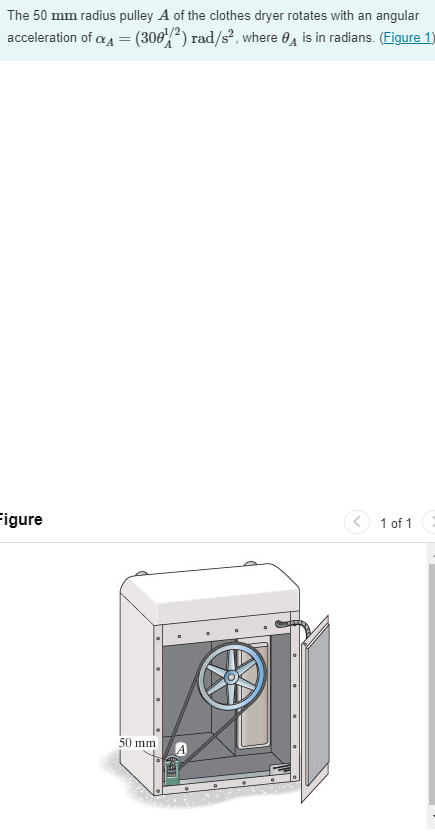 The 5 0 mm radius pulley A of the clothes dryer