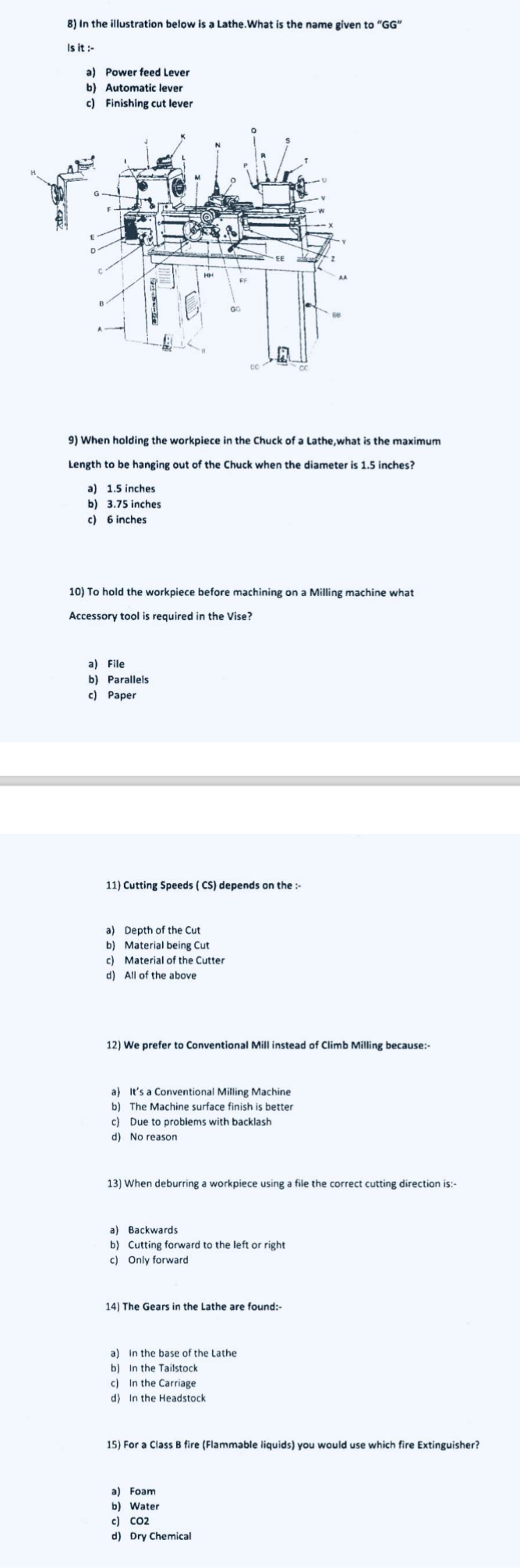 In the illustration below is a lathe. What is the