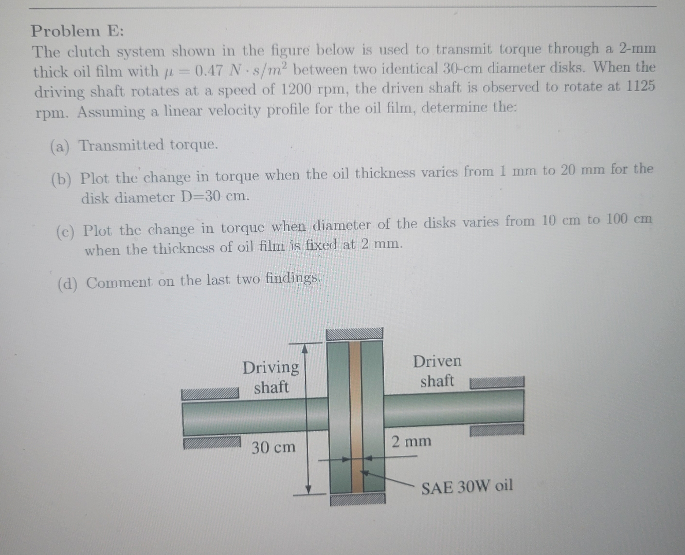 Problem E: The clutch system shown in the figure