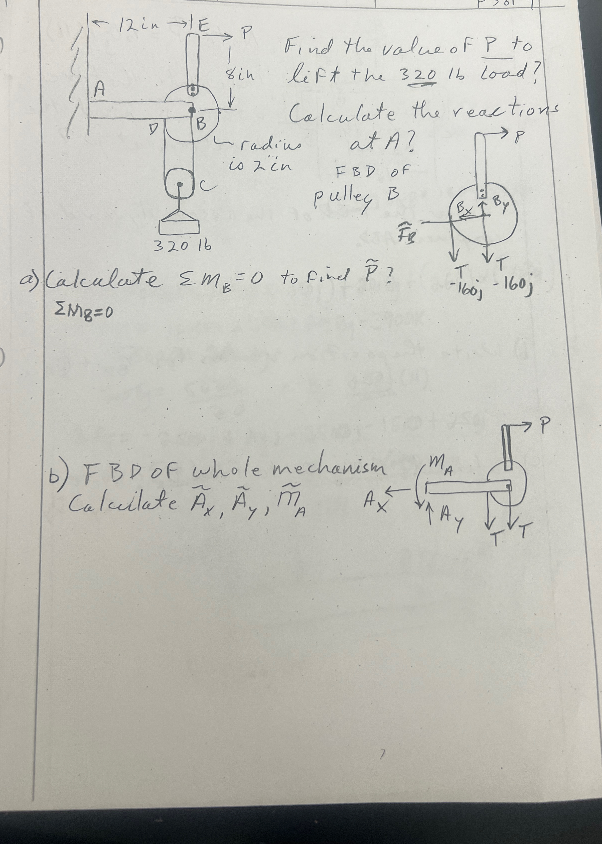 Find the value of P to lift the 3 2 0 is load?