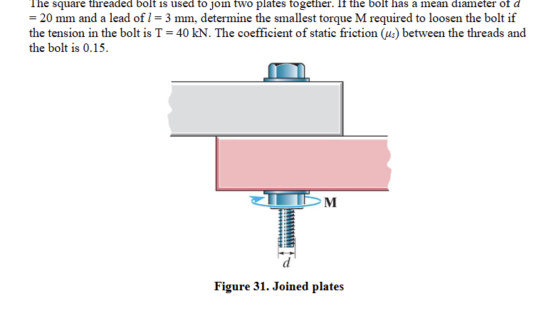 The square threaded bolt is used to join two