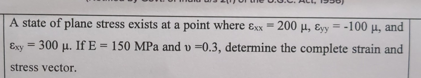 A state of plane stress exists at a point where =