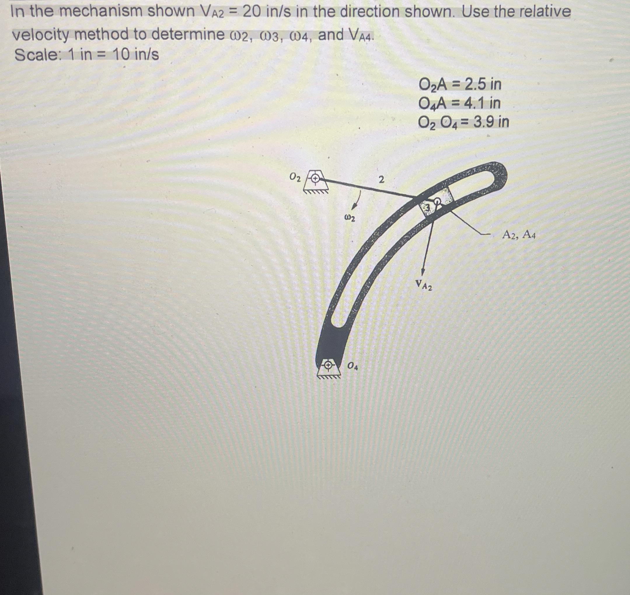 In the mechanism shown V A 2 = 2 0 i n s in the