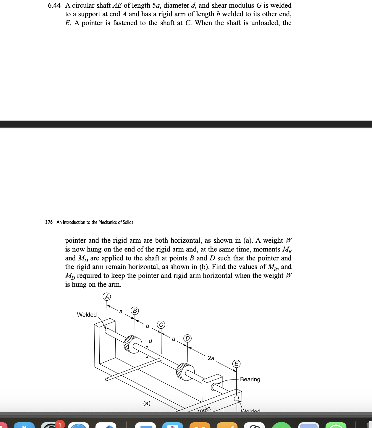 6 . 4 4 A circular shaft \ ( A E \ ) of length \