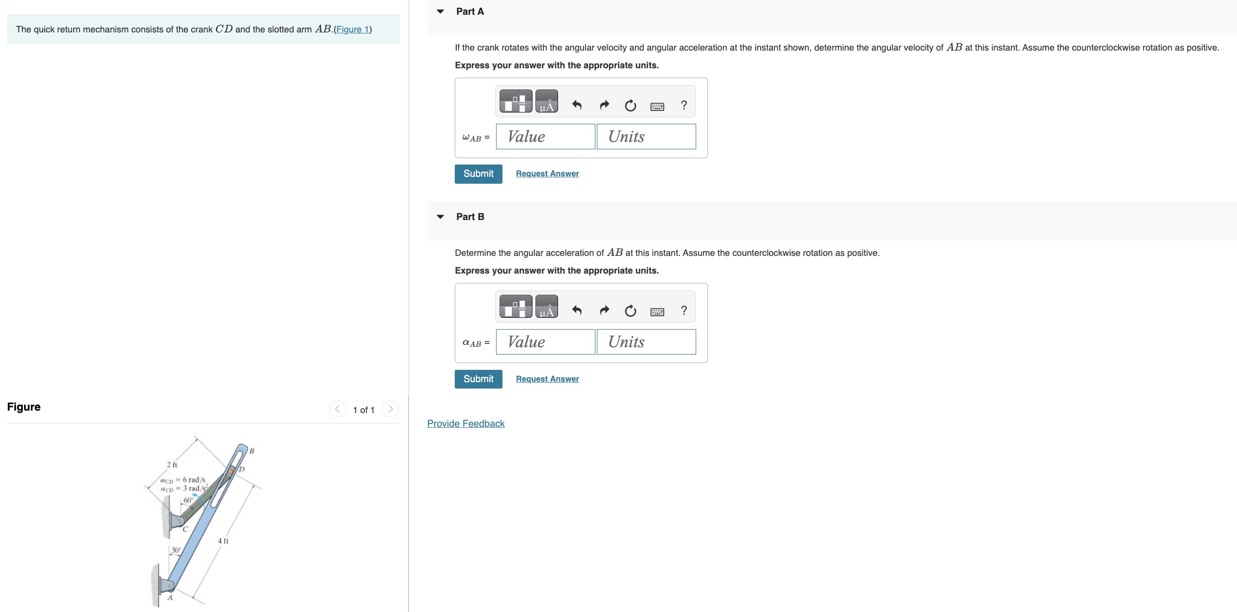 If the crank rotates with the angular velocity