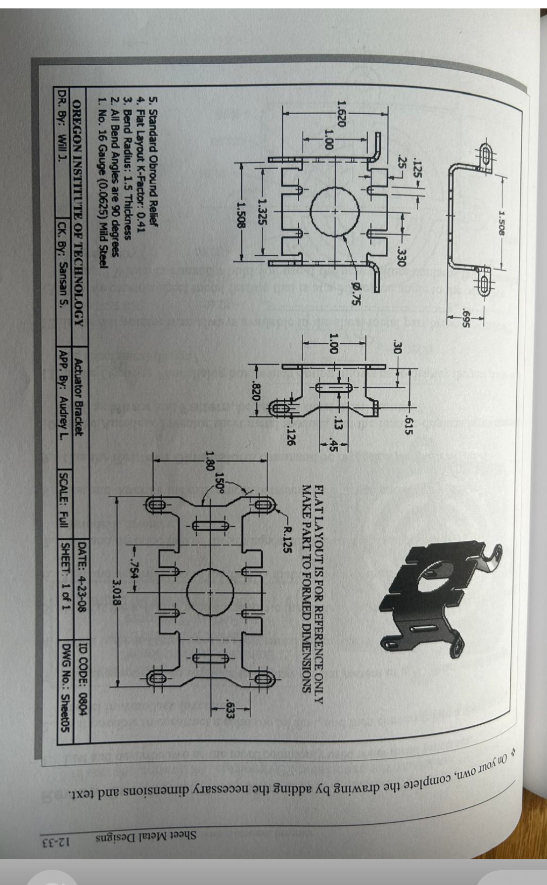 Standard Obround Relief Flat Layout K - Factor: 0
