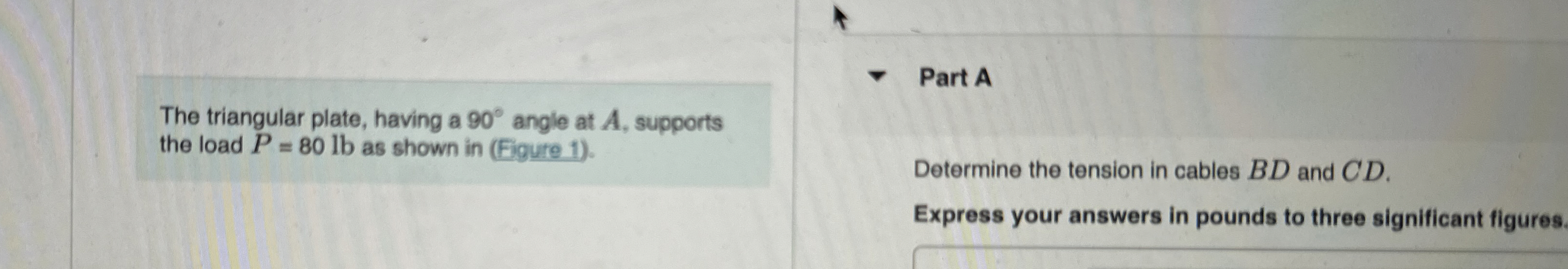The triangular plate, having a 9 0 angle at A ,