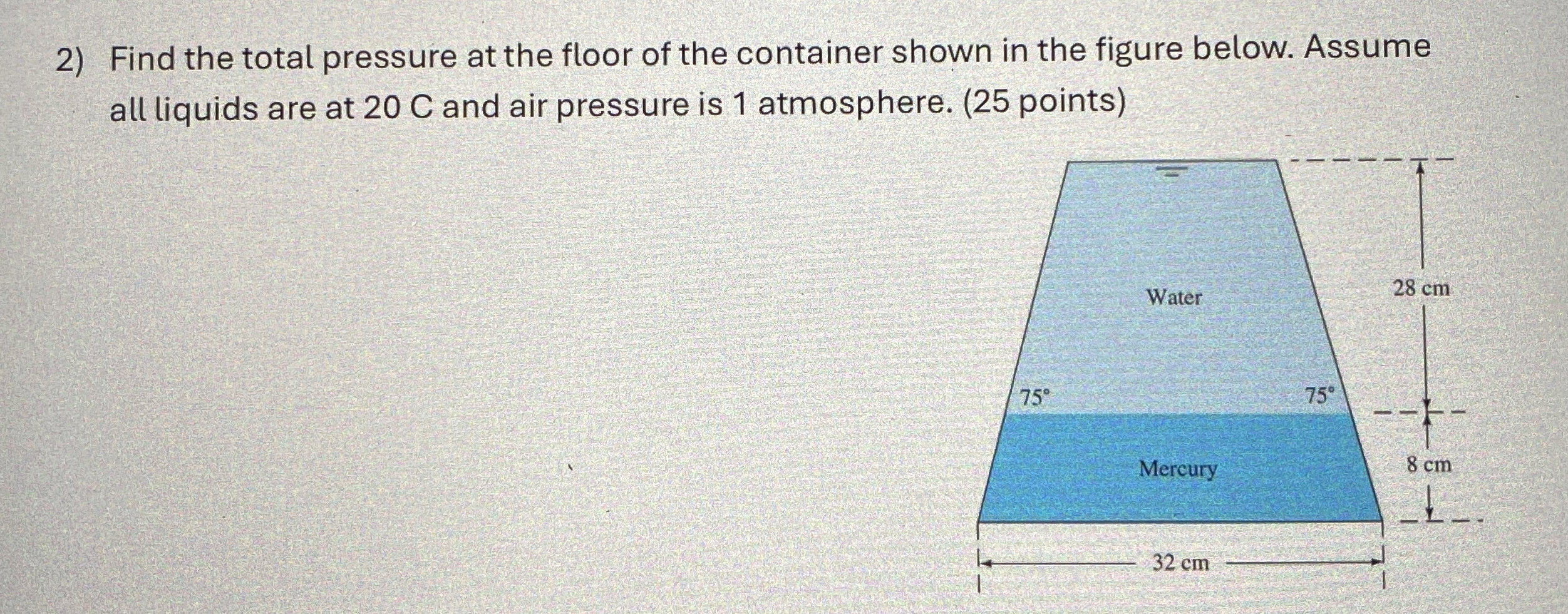 Find the total pressure at the floor of the