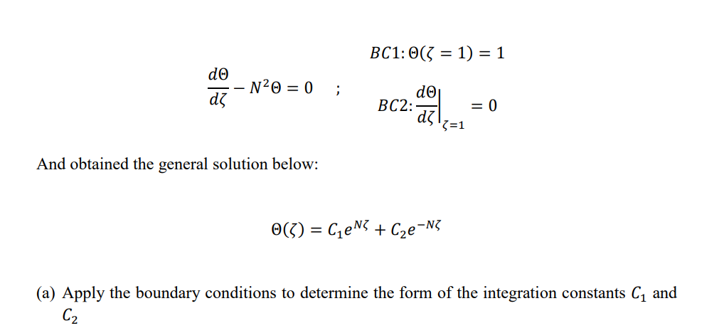 d d - N 2 = 0 , ; , B C 1 : ( = 1 ) = 1 , B C 2 :