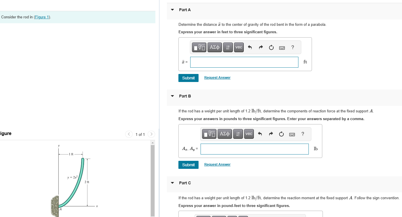 Consider the rod in ( Figure 1 ) . igure Part A