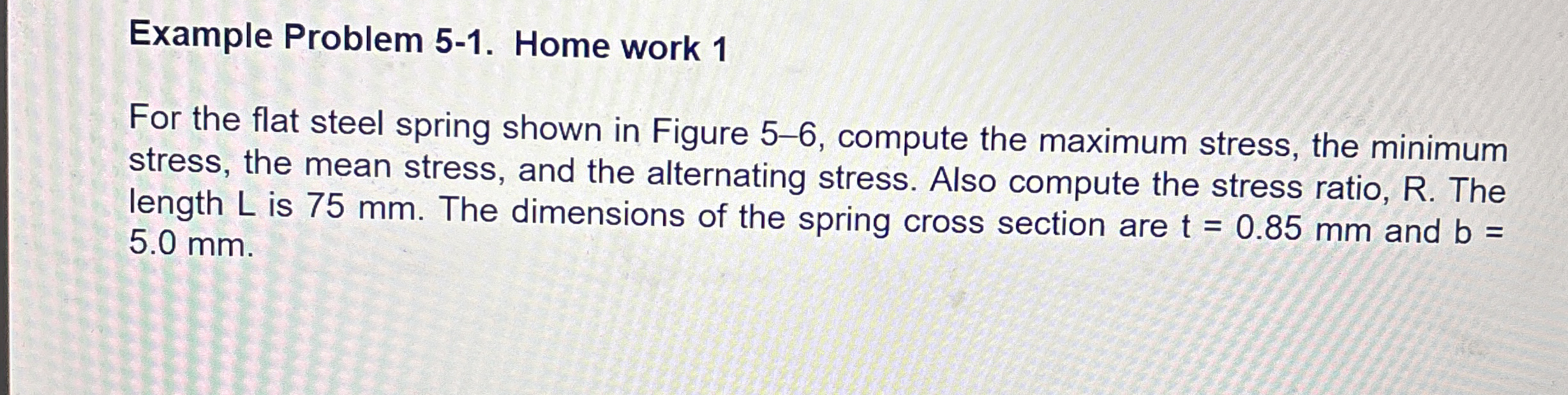 Example Problem 5 - 1 . Home work 1 For the flat