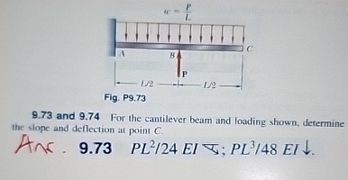 9 . 7 3 and 9 . 7 4 For the cantilever beam and