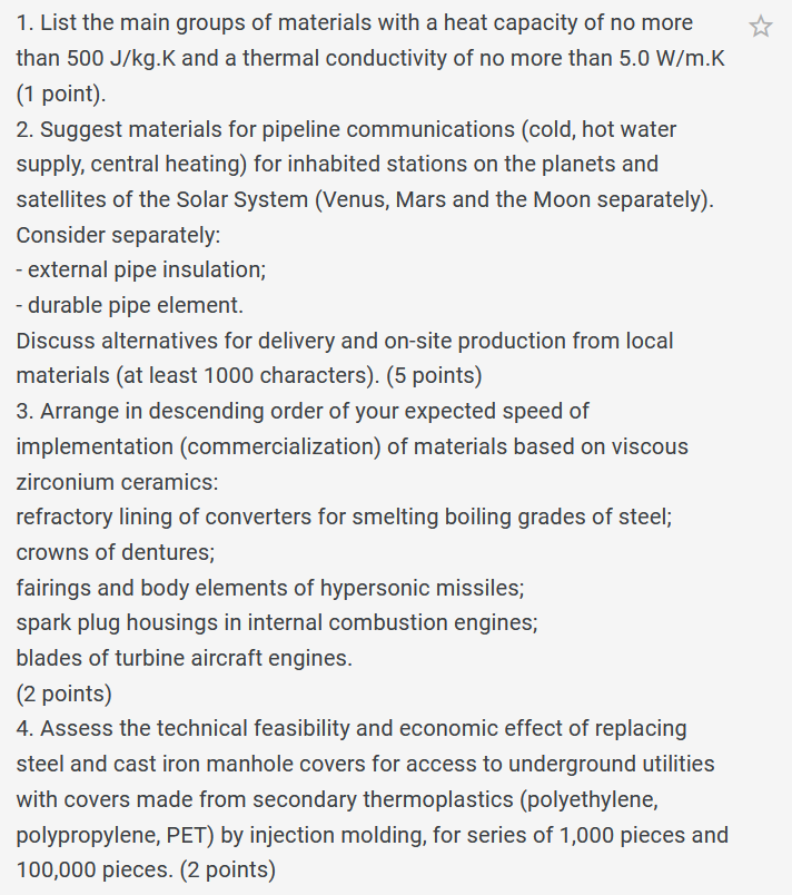 1 . List the main groups of materials with a heat