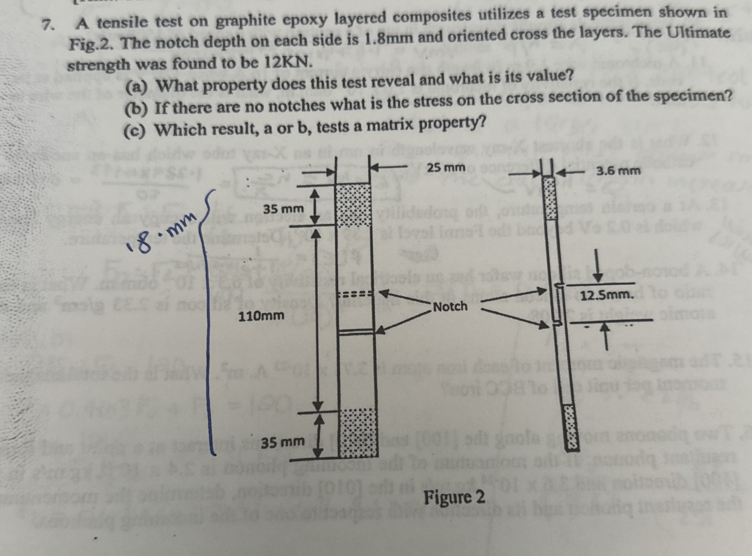 A tensile test on graphite epoxy layered
