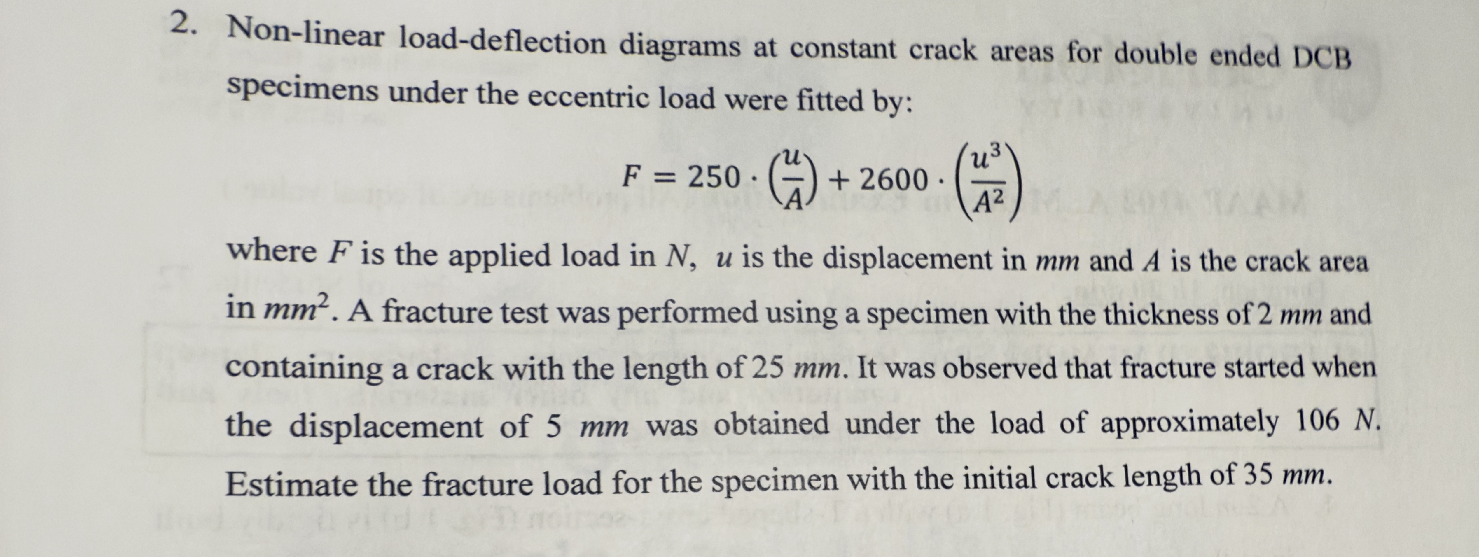 Non - linear load - deflection diagrams at
