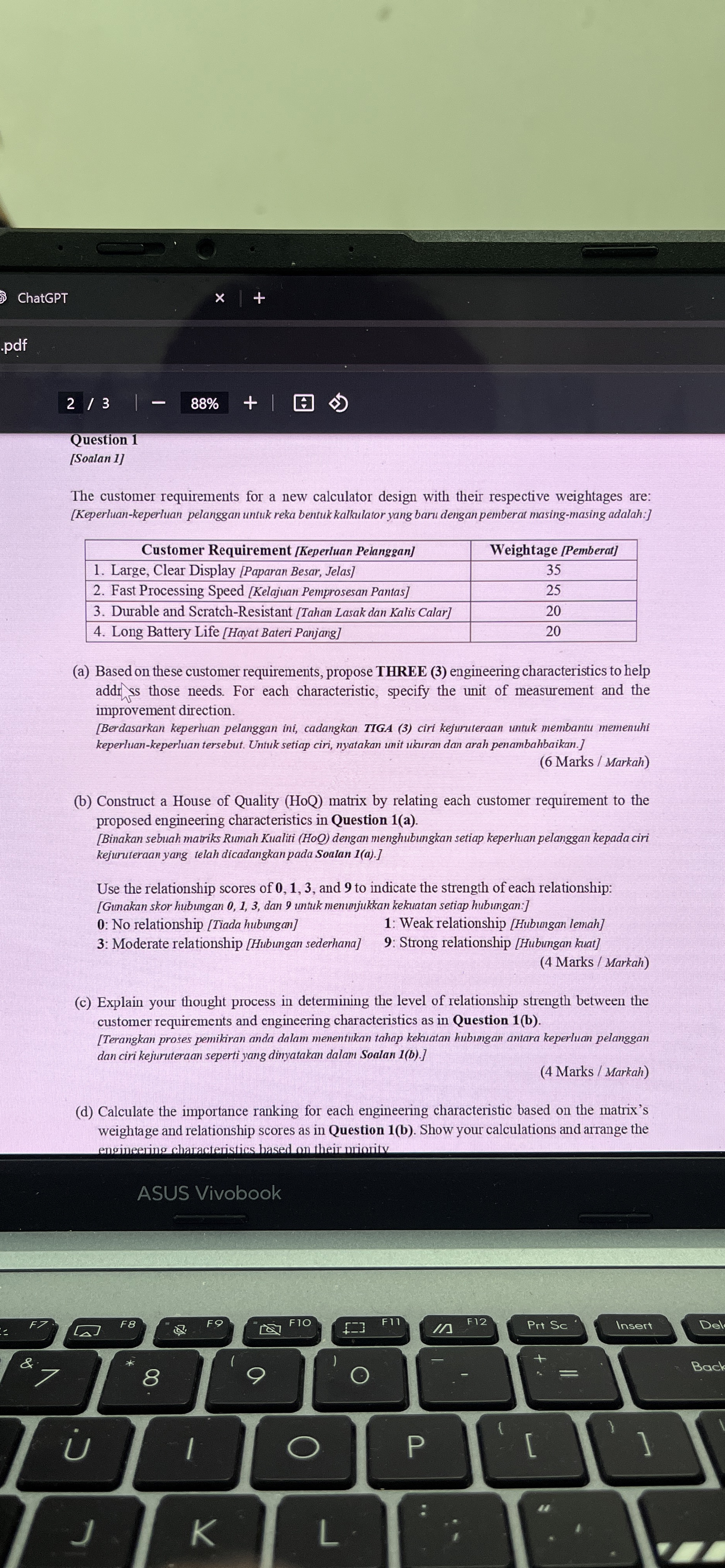 ChatGPT pdf 2 3 8 8 % Question 1 [ Soalan 1 ] The