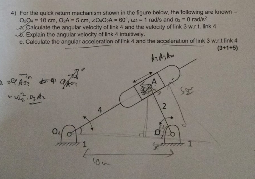 For the quick return mechanism shown in the