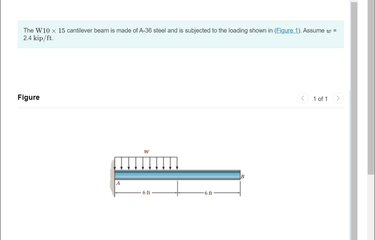 The W 1 0 \ ( \ times 1 5 \ ) cantilever beam is
