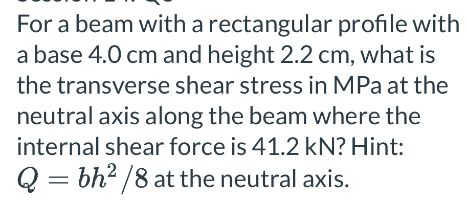 For a beam with a rectangular profile with a base