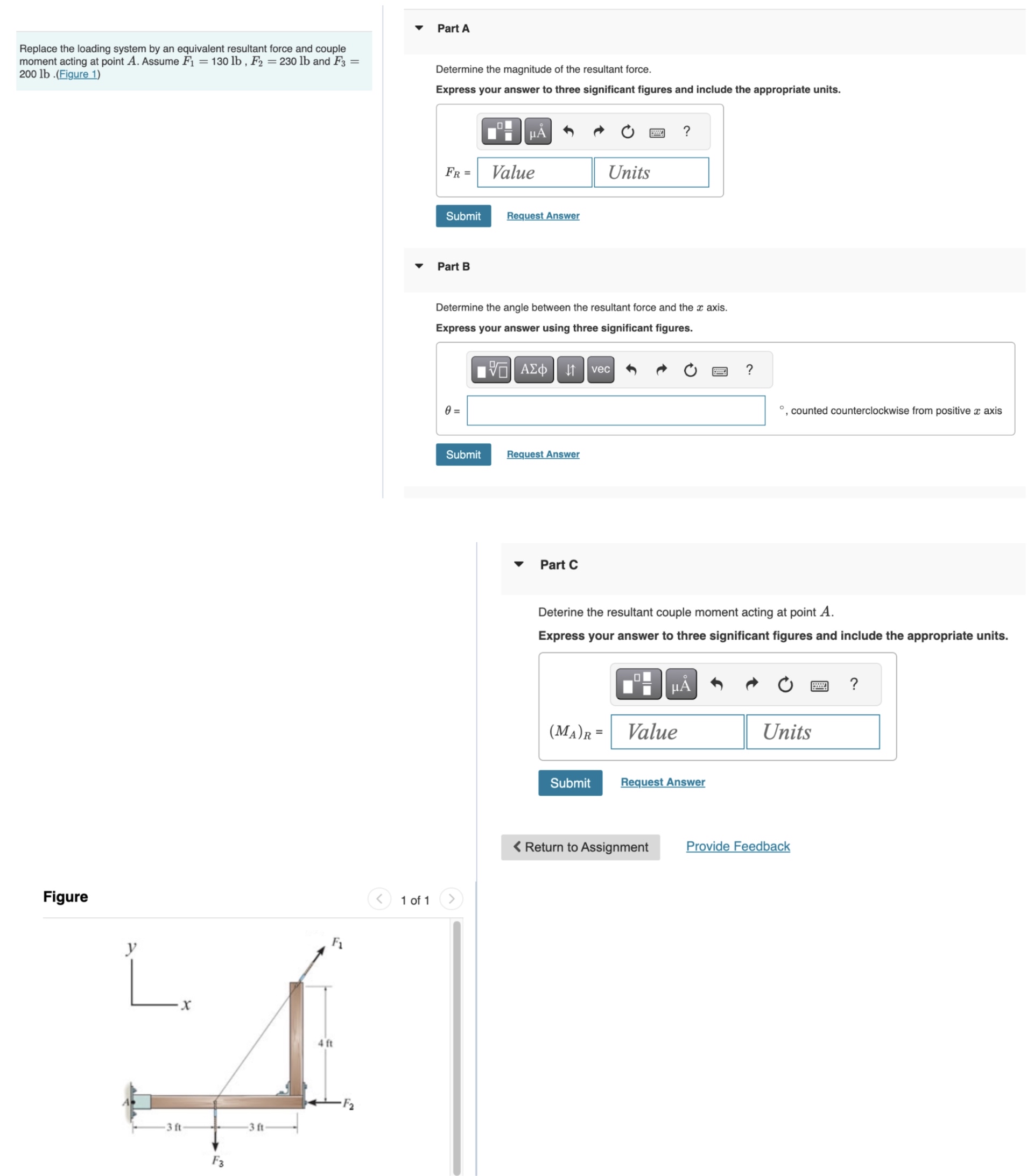 Replace the loading system by an equivalent