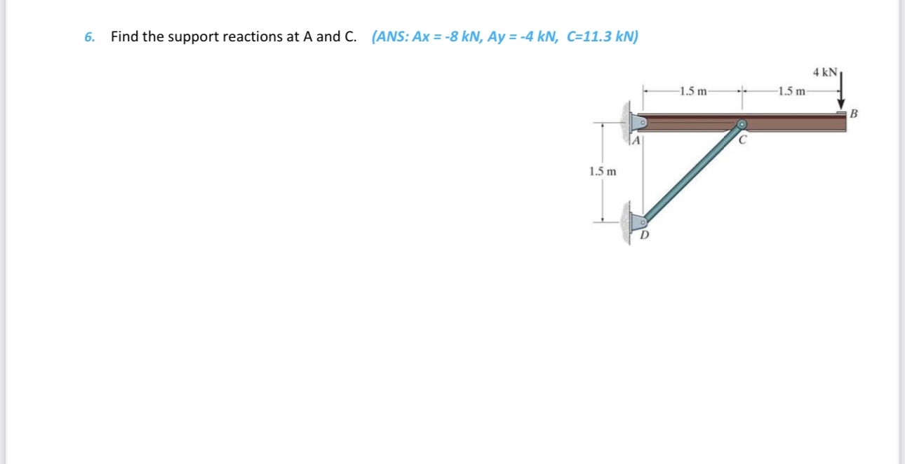 Find the support reactions at A and C . ( ANS: A