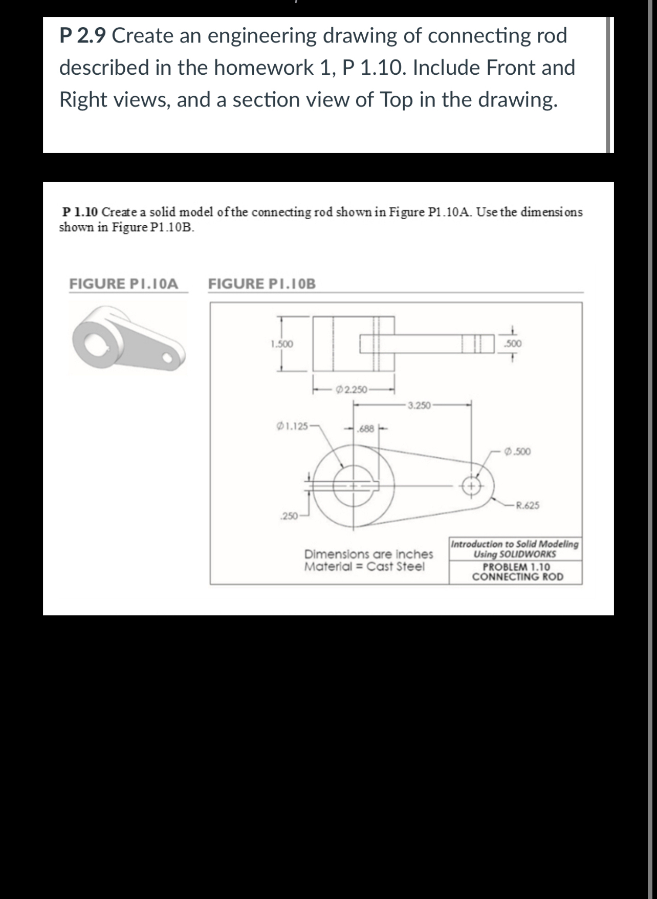 P 2 . 9 Create an engineering drawing of