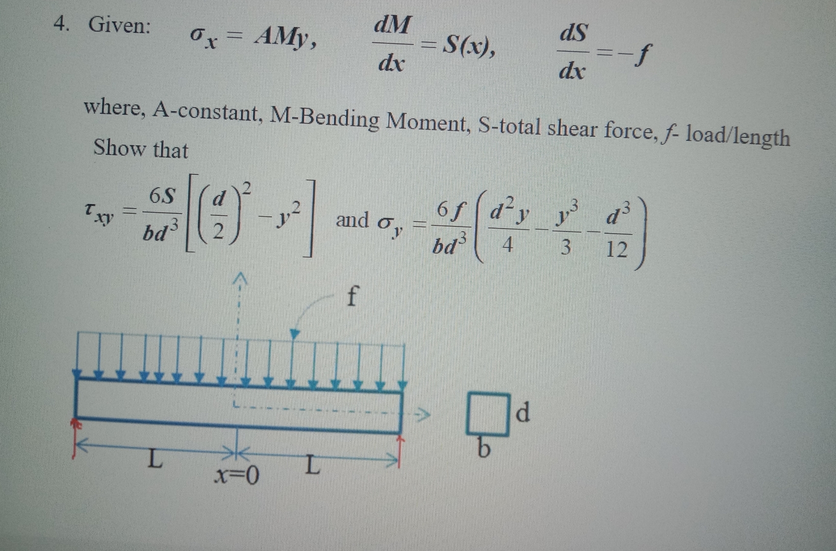 Given: x = AMy, d M d x = S ( x ) , d S d x = - f