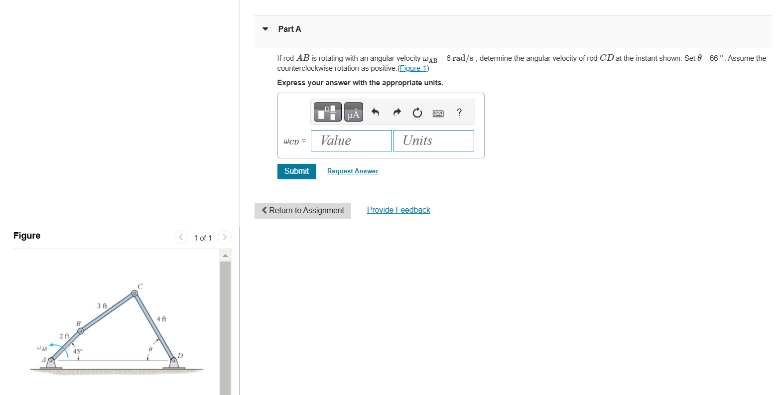 Part A If rod AB is rotating with an angular