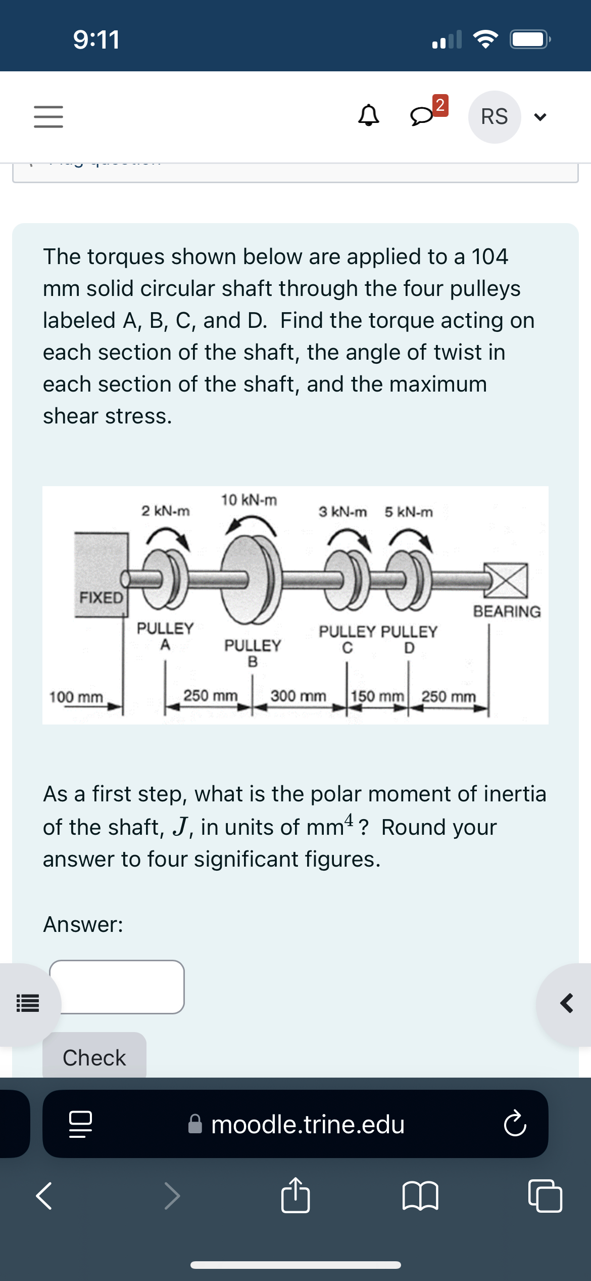 9 : 1 1 The torques shown below are applied to a
