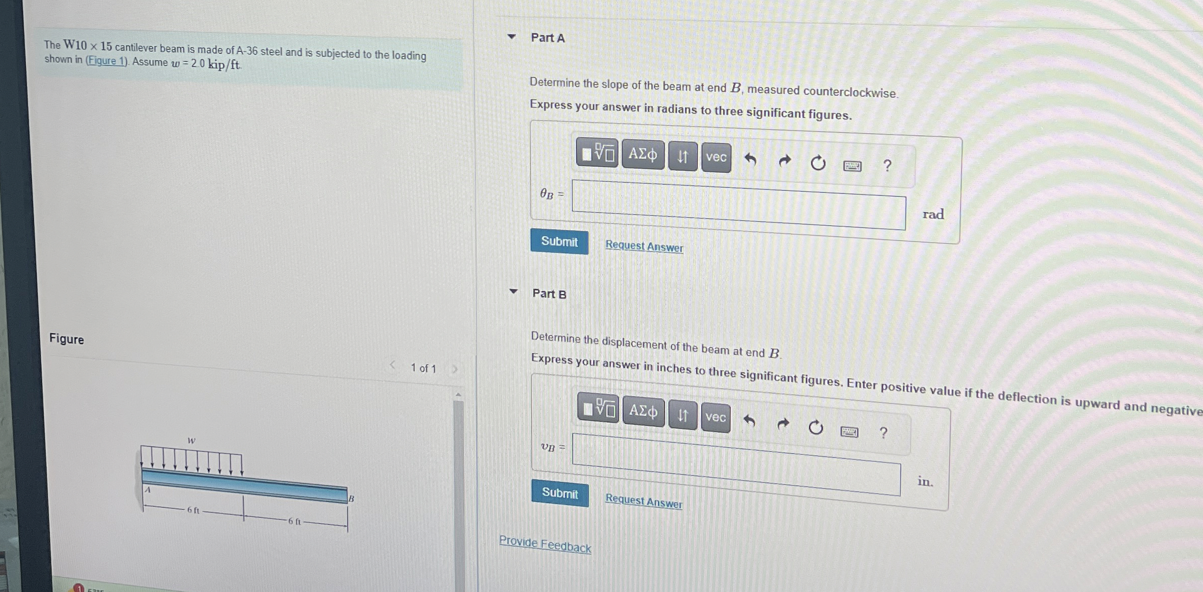 The W 1 0 1 5 cantilever beam is made of A - 3 6