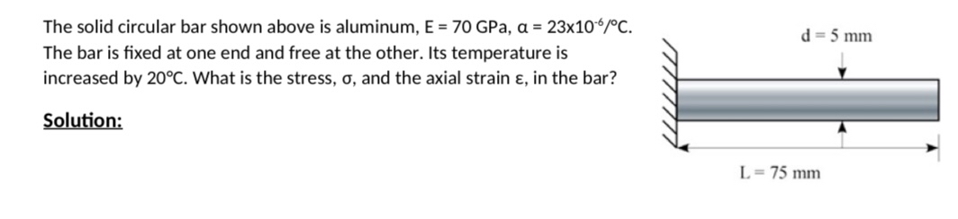 The solid circular bar shown above is aluminum, E
